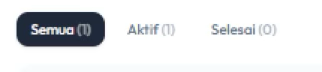 Tab filter Semua, Aktif, dan Selesai dengan jumlah per status